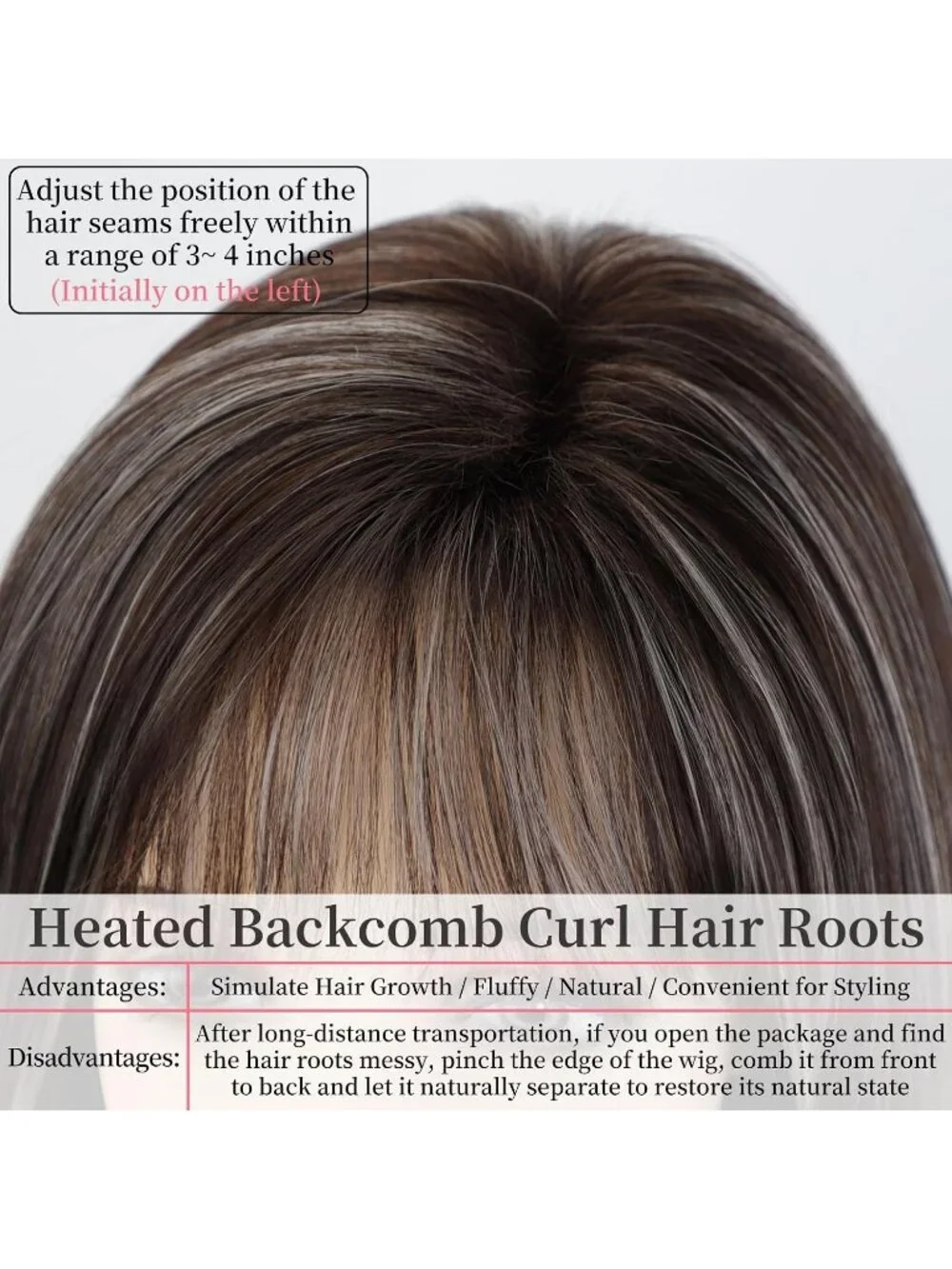 Women's Brown Silver 12 Inch Mid Length Heat Synthetic Straight Layered Bob Wigs